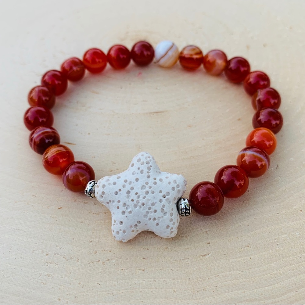 Oil diffuser Agate Stretch Beaded Bracelet - Picture 3 of 3